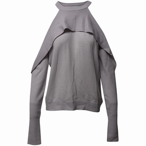Casual Chic Look Dion Lee Cold Shoulder Sweater in Grey Merino Wool