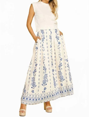 Outfit Focused Print A Line Maxi Skirt In Ivory