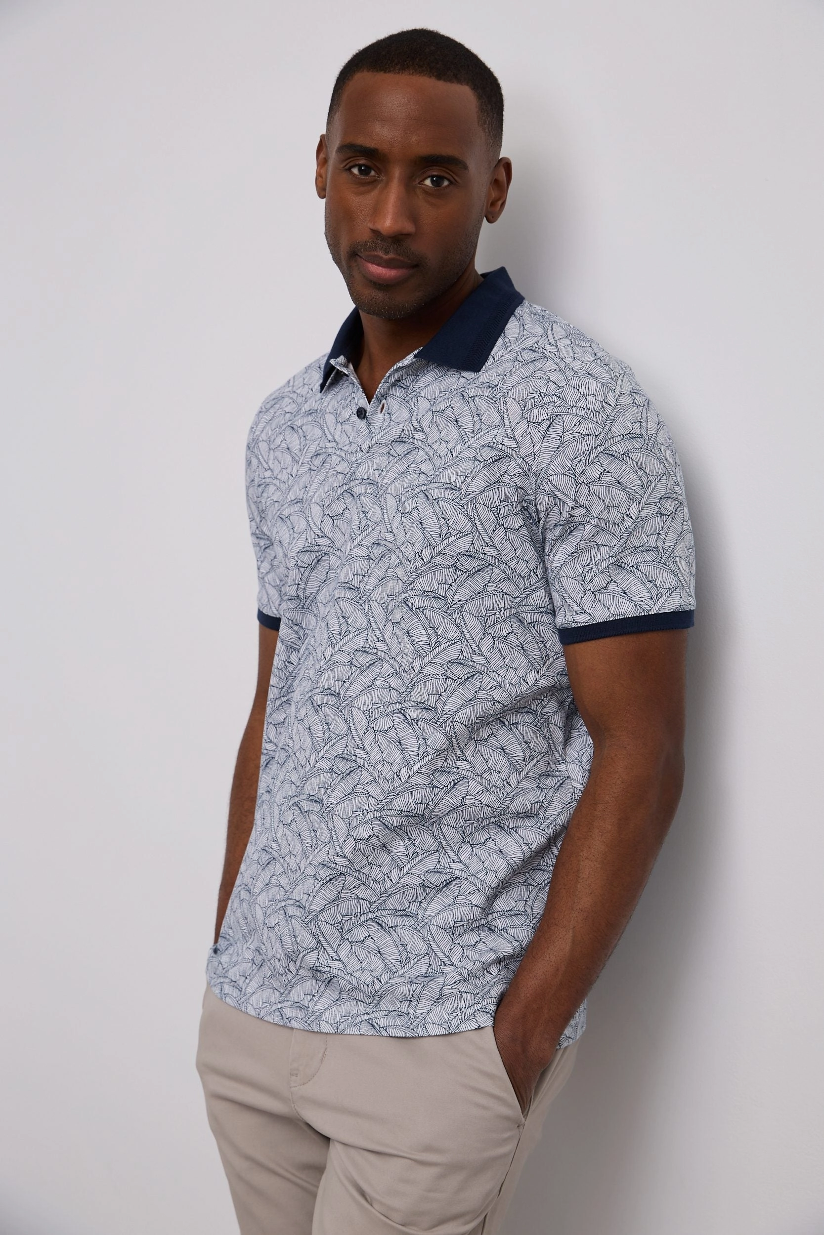 Print polo with collar detail Microfiber Textile Trendy Outfit