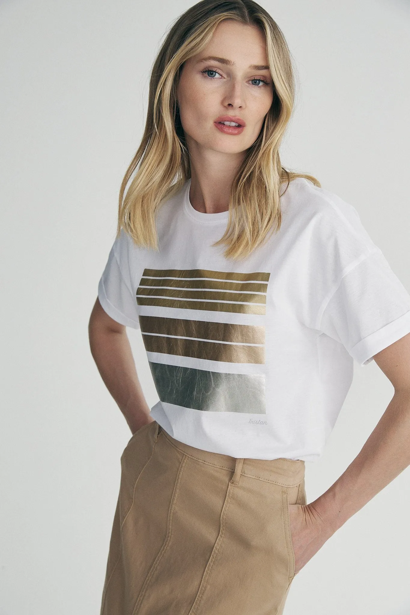Printed boyfriend fit T-shirt Boat neck style Playful Design