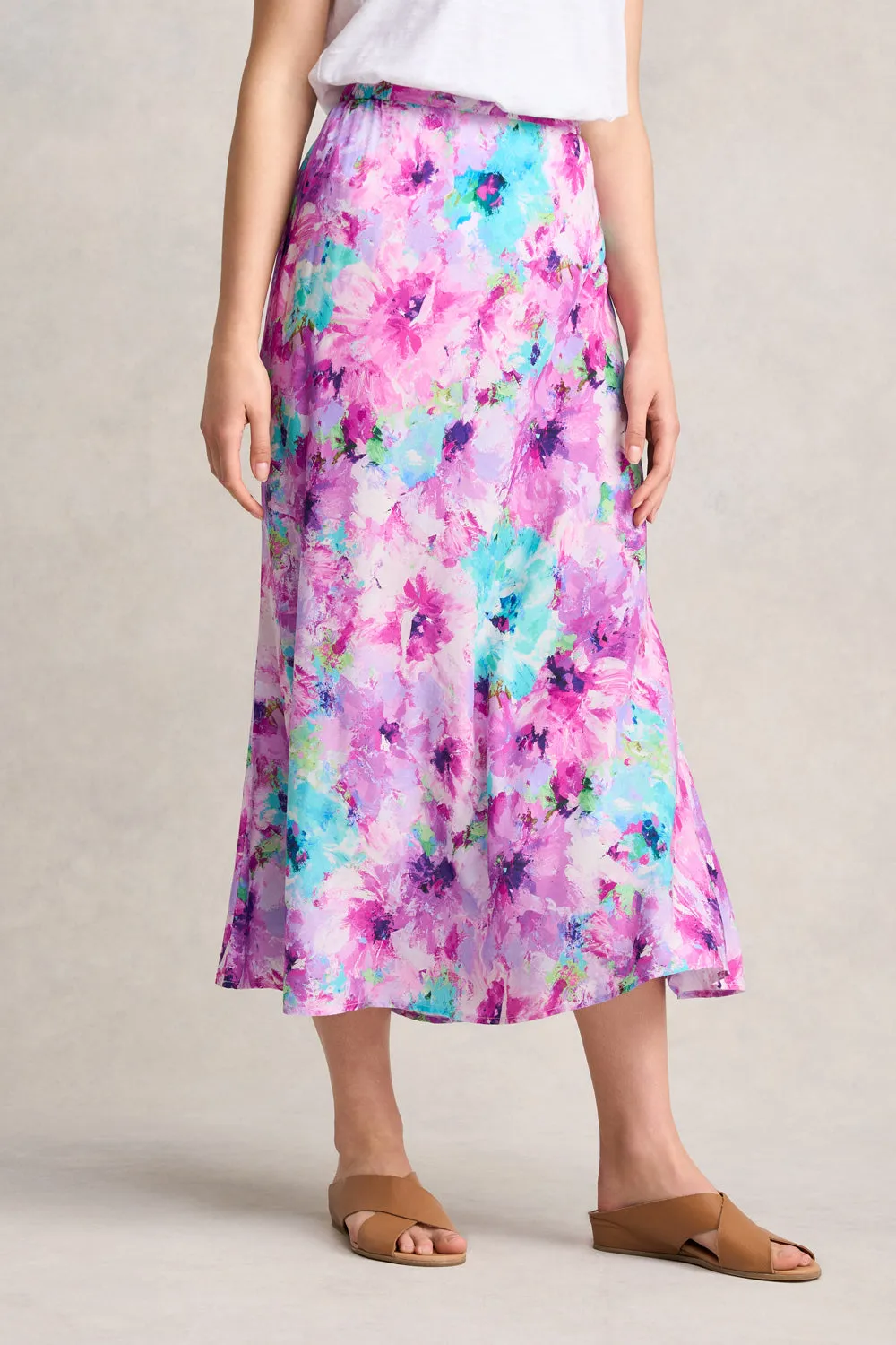 Printed Midi Skirt - Janes Bouquet Easy Care Modern Chic