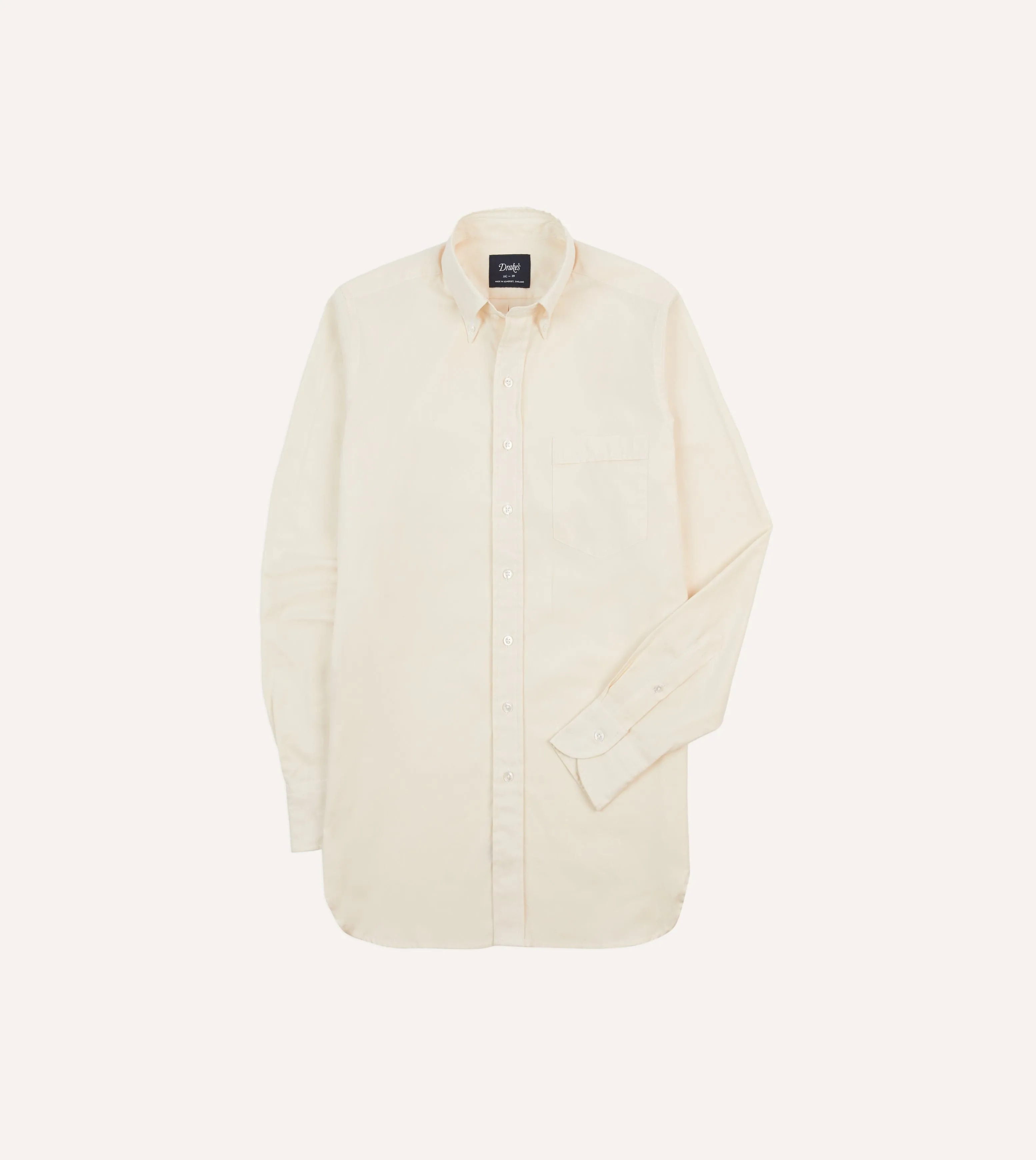 Retro Vibe Ecru Pinpoint Oxford Cotton Cloth Button-Down Shirt