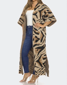 Printed Cardigan In Brown All-Season Wear Winter Knitwear