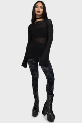Petite Size Work Commute Midnight Rose Leggings