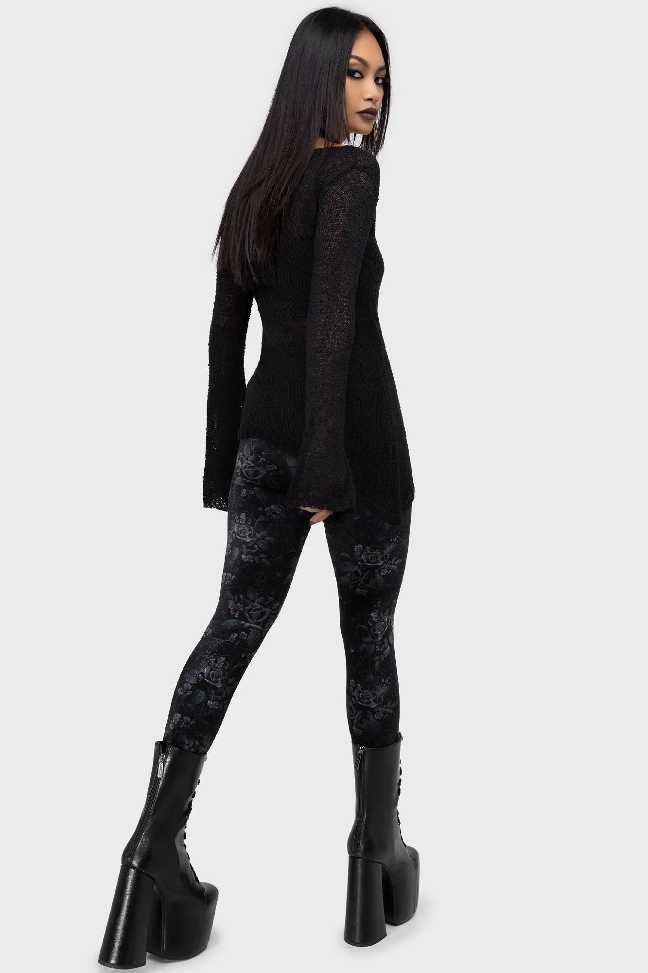 Midnight Rose Leggings Durable Feel
