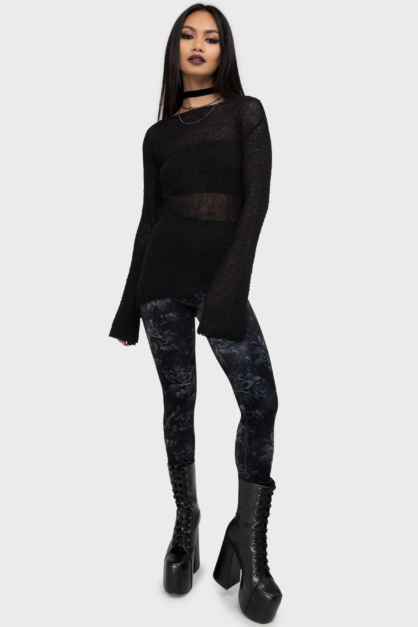 Petite Size Work Commute Midnight Rose Leggings