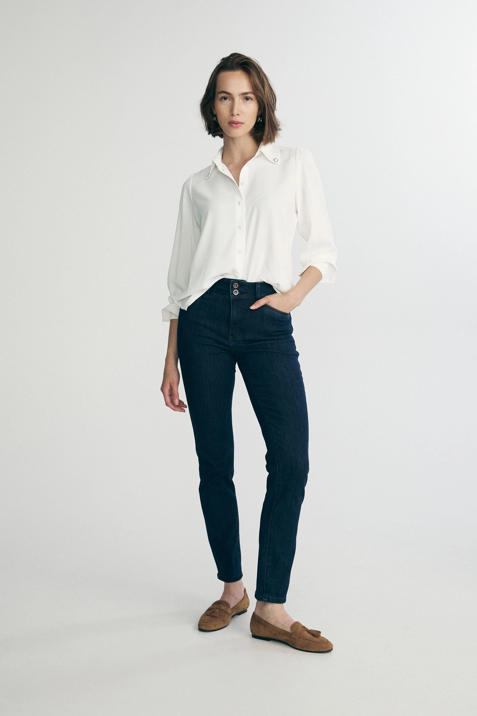 comfortable option Timeless Fashion Push up high waist slim jean with ribbon