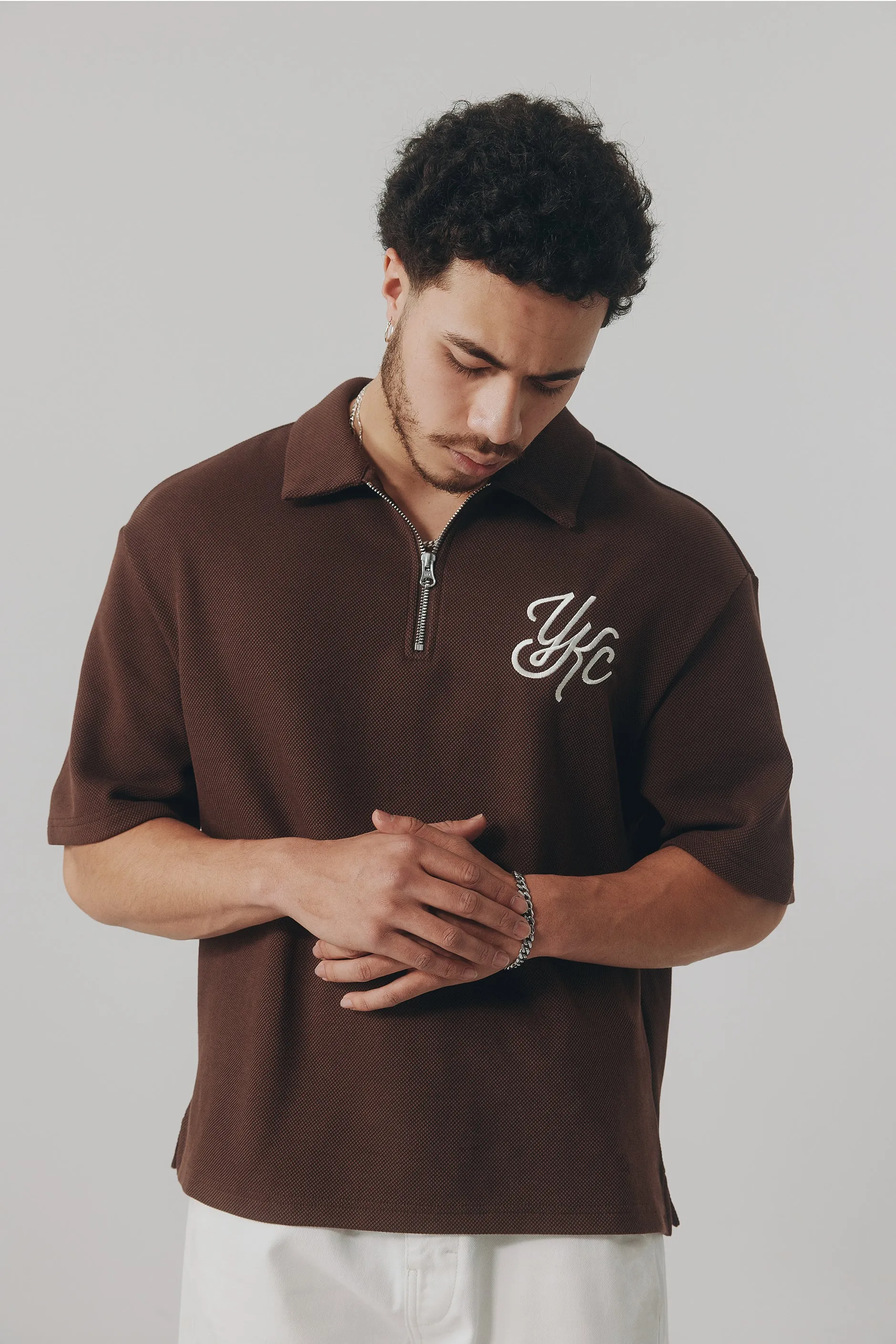 Outdoor Layer QUARTER ZIP POLO | Brown