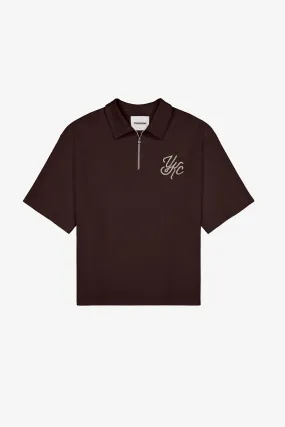 QUARTER ZIP POLO | Brown ComfortFirst Soft Texture