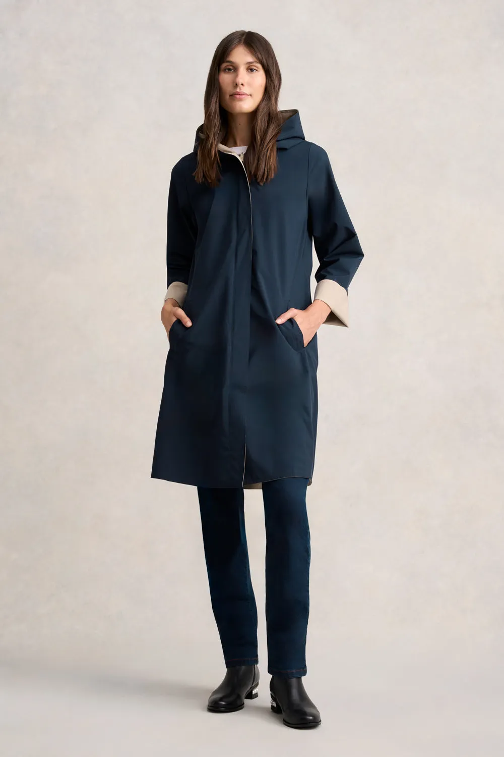 Soft Touch Texture Reversible Raincoat - Ink & Stone