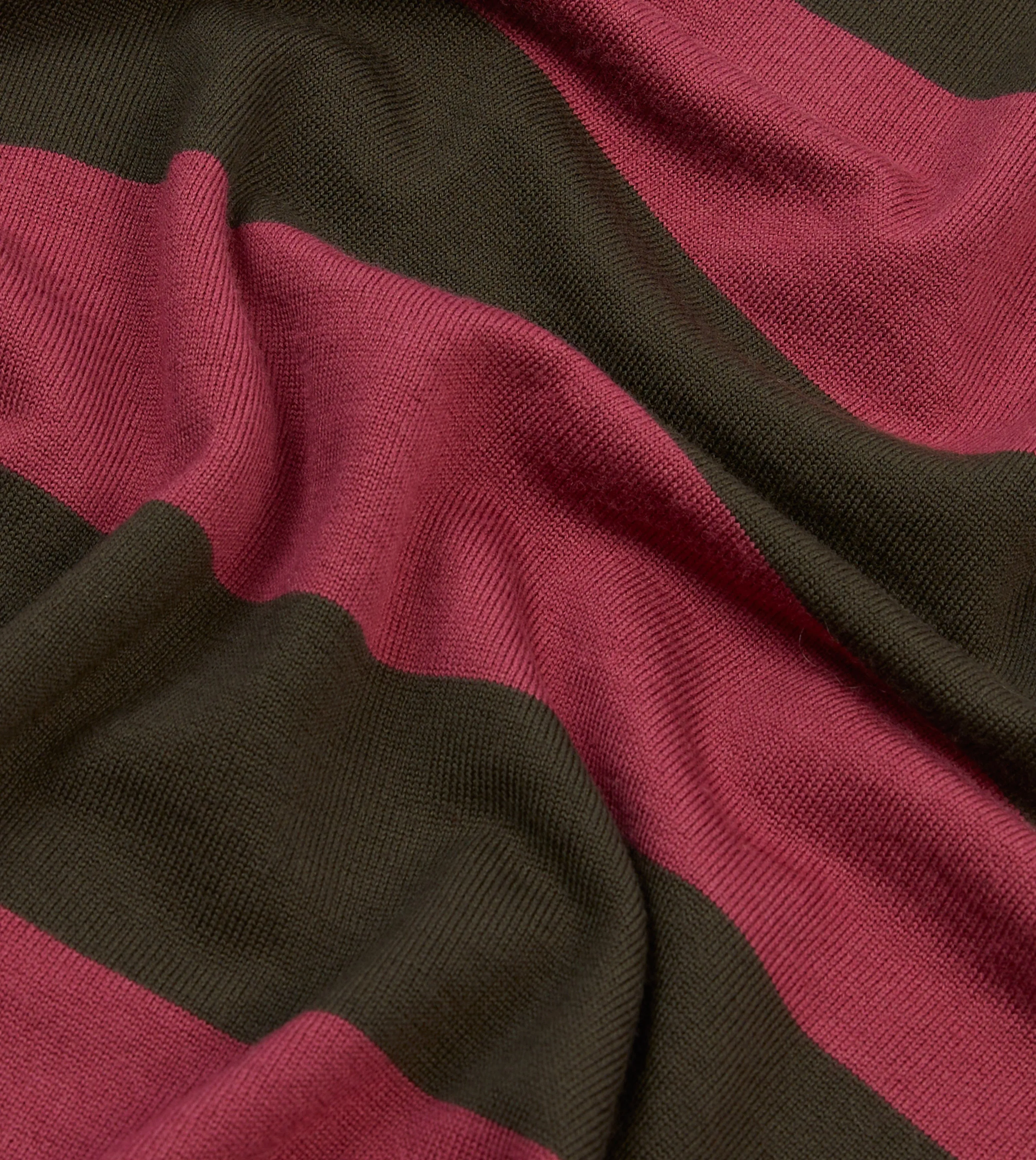 Pink and Olive Block Stripe Knitted Rugby Shirt Organic Cotton Holiday Outfit