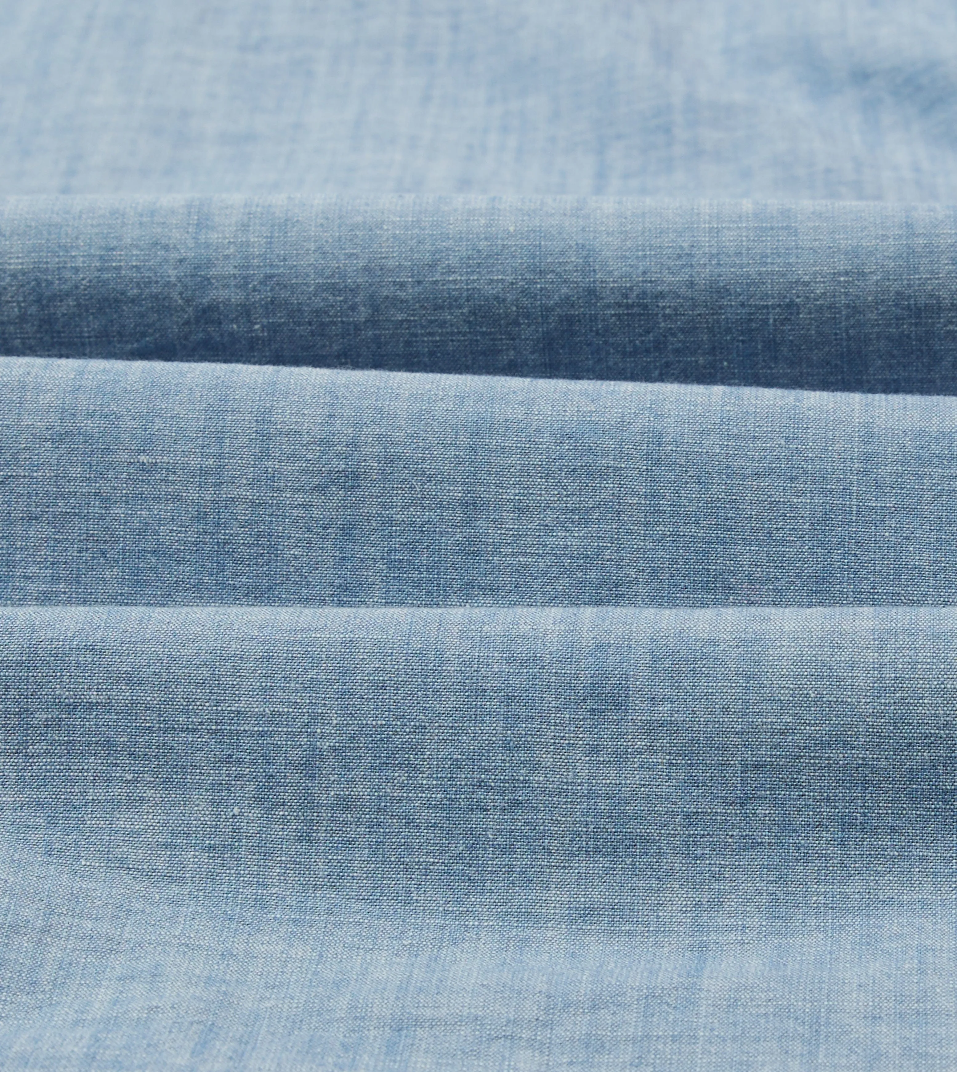 Contemporary Design Bleach Wash Chambray Cotton Long Sleeve Cuban Shirt