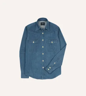 decorative element Stone Wash Denim Two-Pocket Western Shirt
