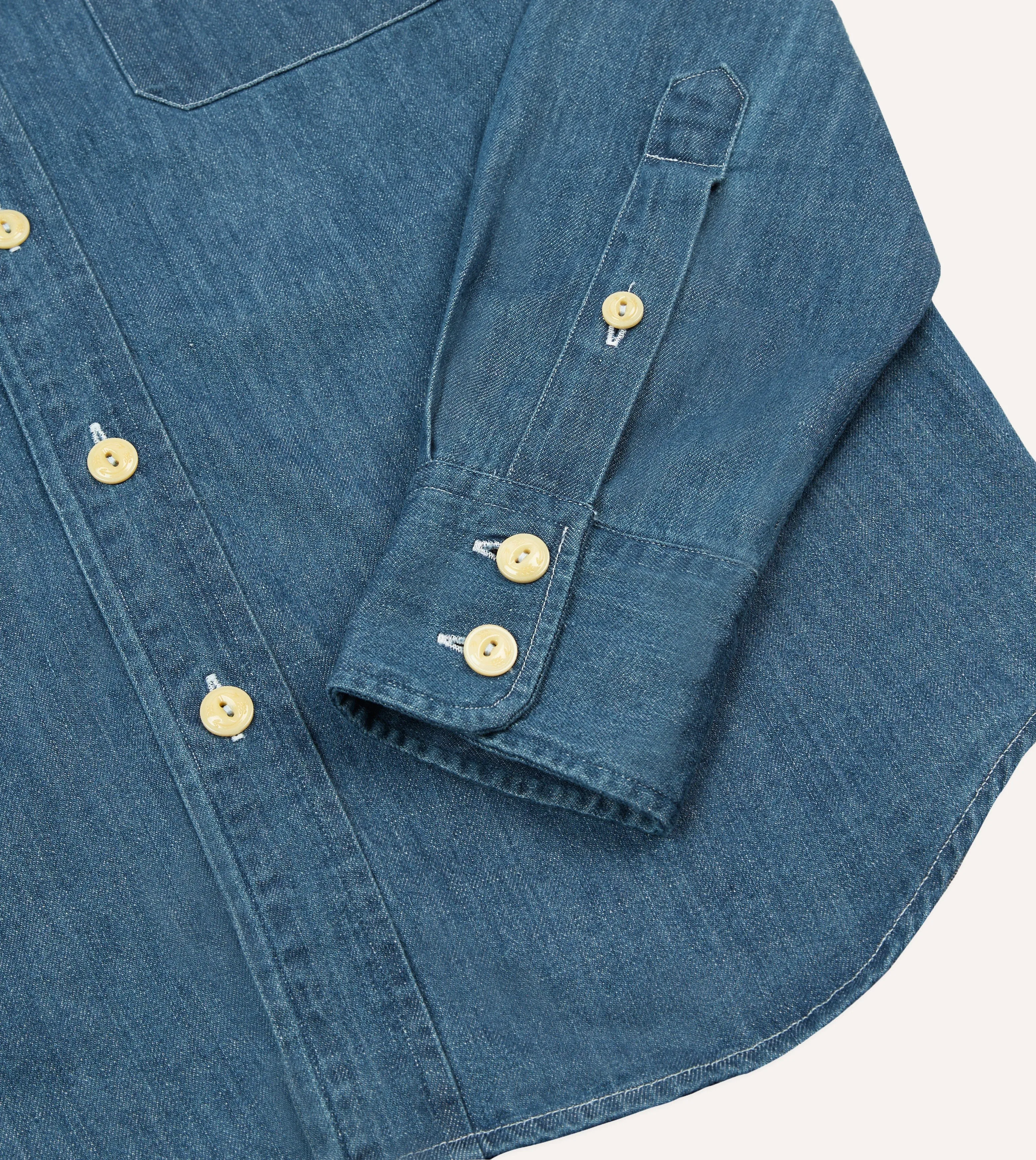 Rugged Style Custom Fit Stone Wash Denim Two-Pocket Western Shirt