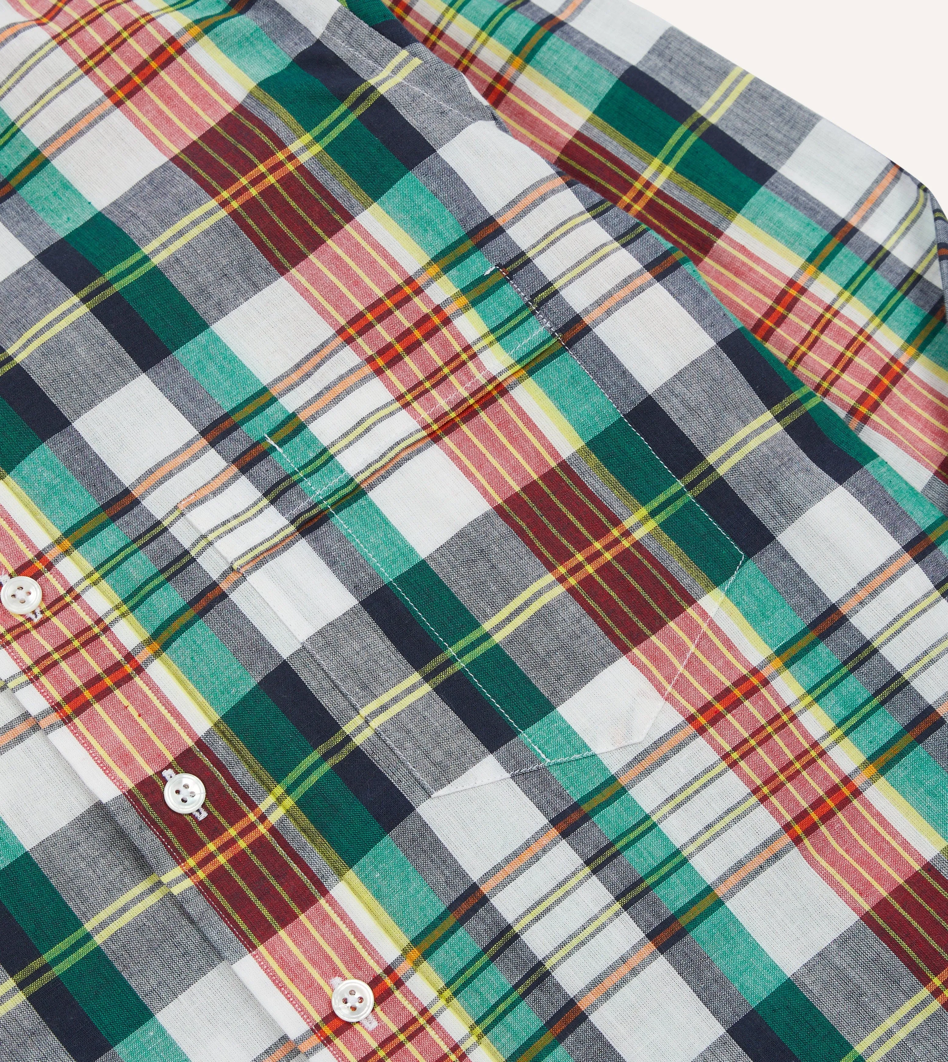 Workwear Essential Blue and Red Madras Check Cotton Button-Down Shirt