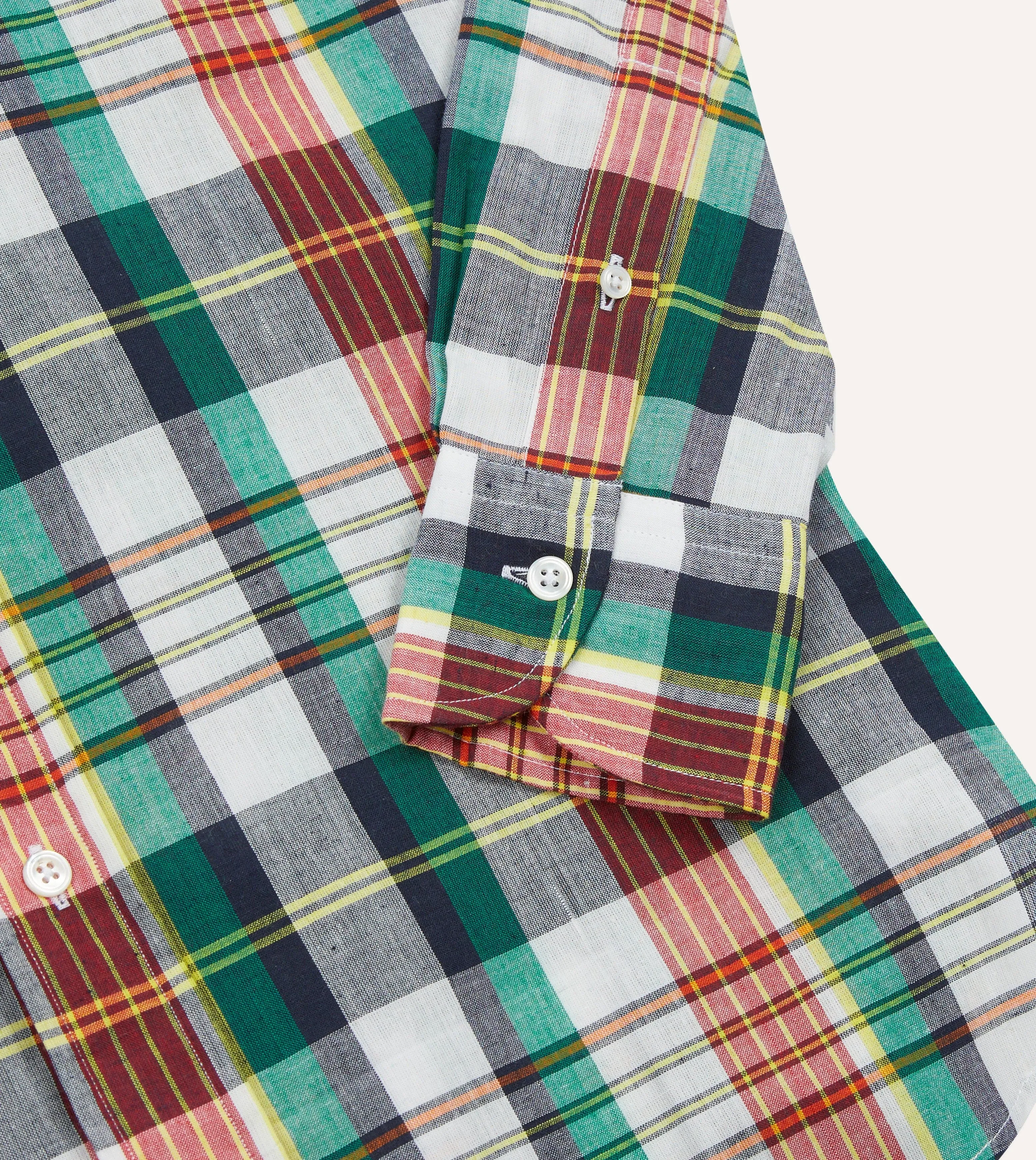 Blue and Red Madras Check Cotton Button-Down Shirt hypoallergenic material