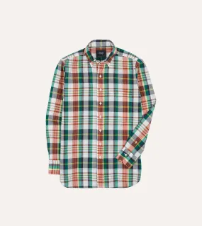 Abrasion resistant Wrinkle-Resistant Blue and Red Madras Check Cotton Button-Down Shirt