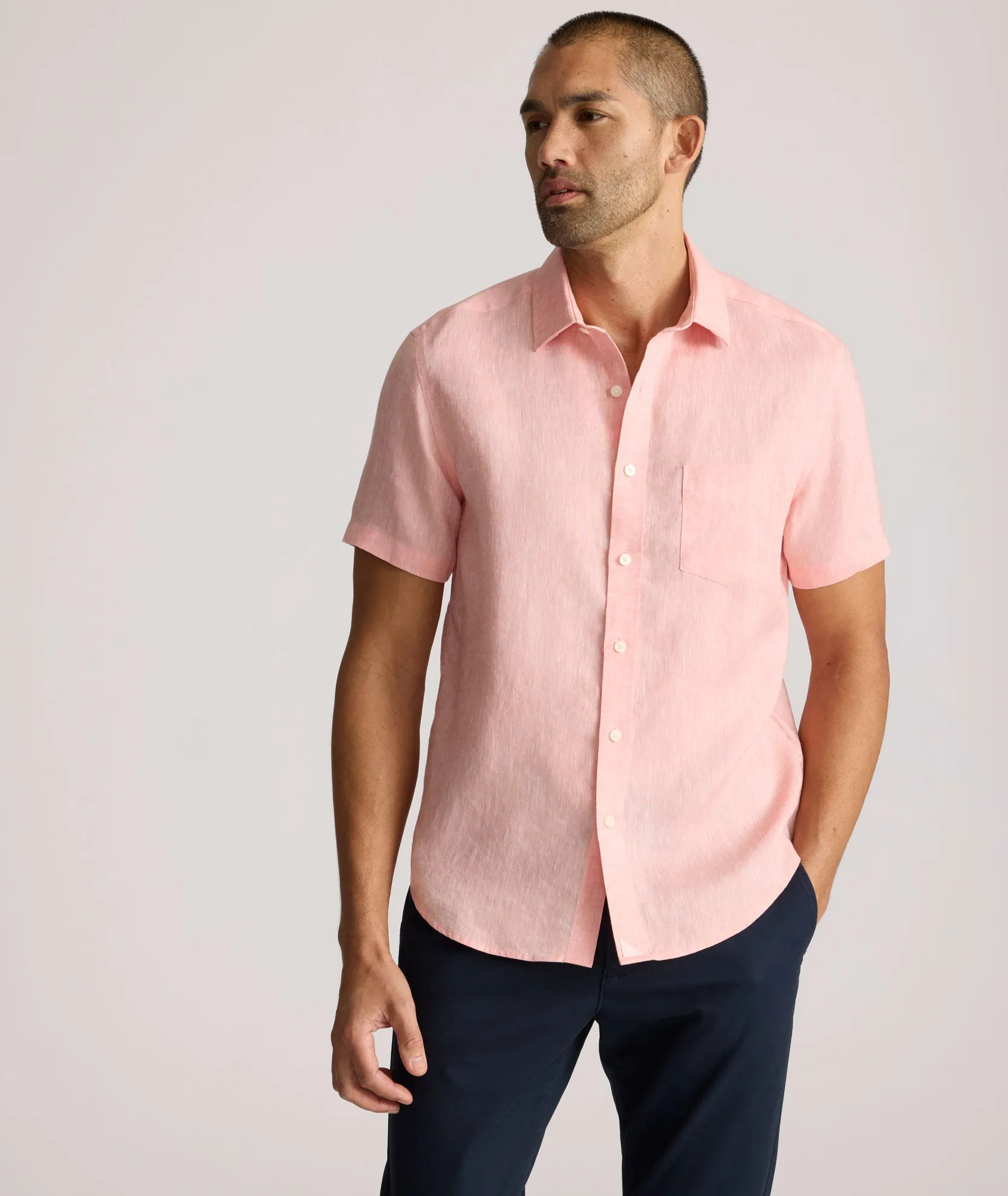 Wrinkle-Resistant Linen Short-Sleeve Cameron Shirt Weekend Adventure Workwear Approved