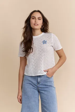 Boxy short sleeve top Stretchable Weave