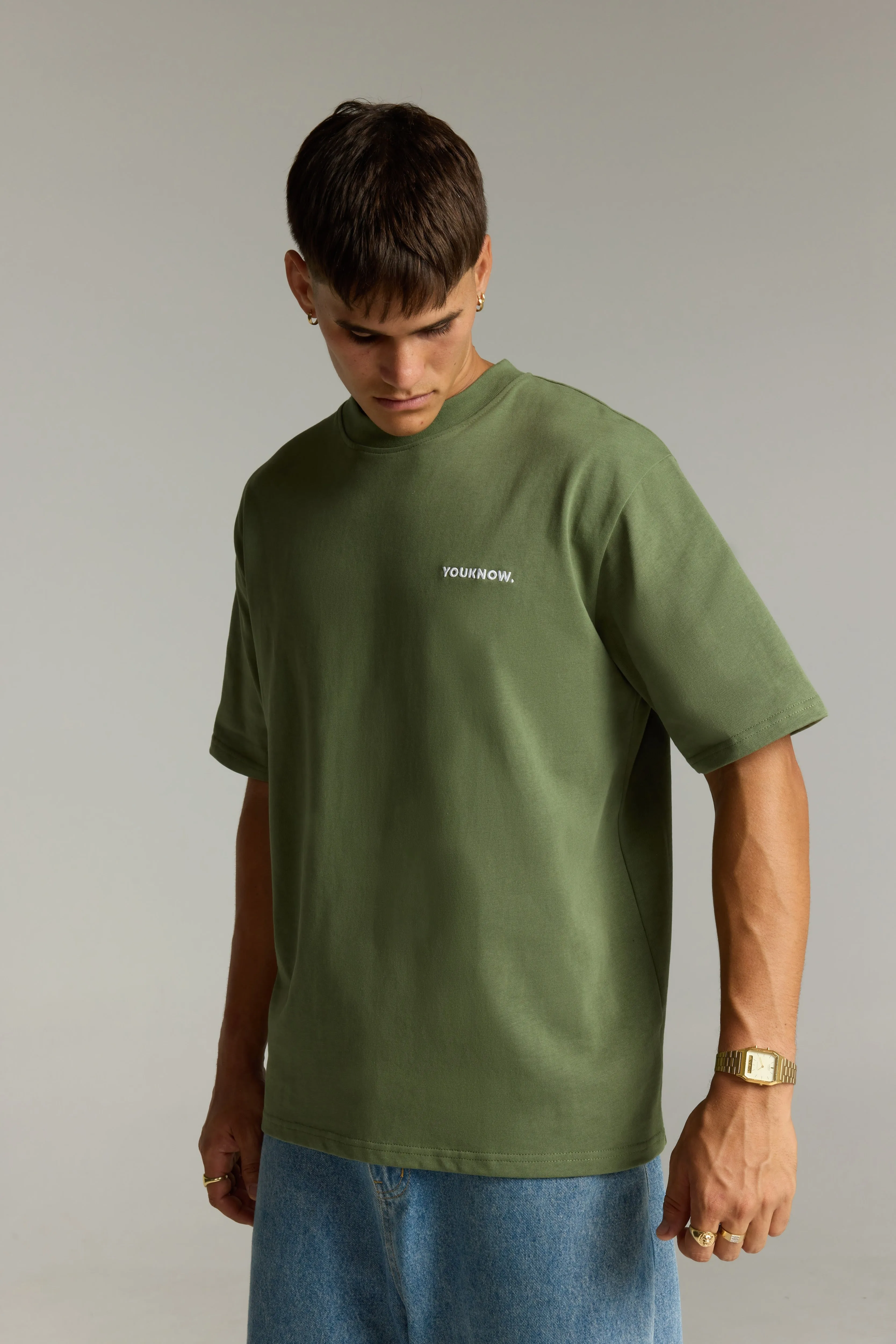 Core Standard Heavyweight Tee | Olive Stylish and Fun Scoop neck femininity