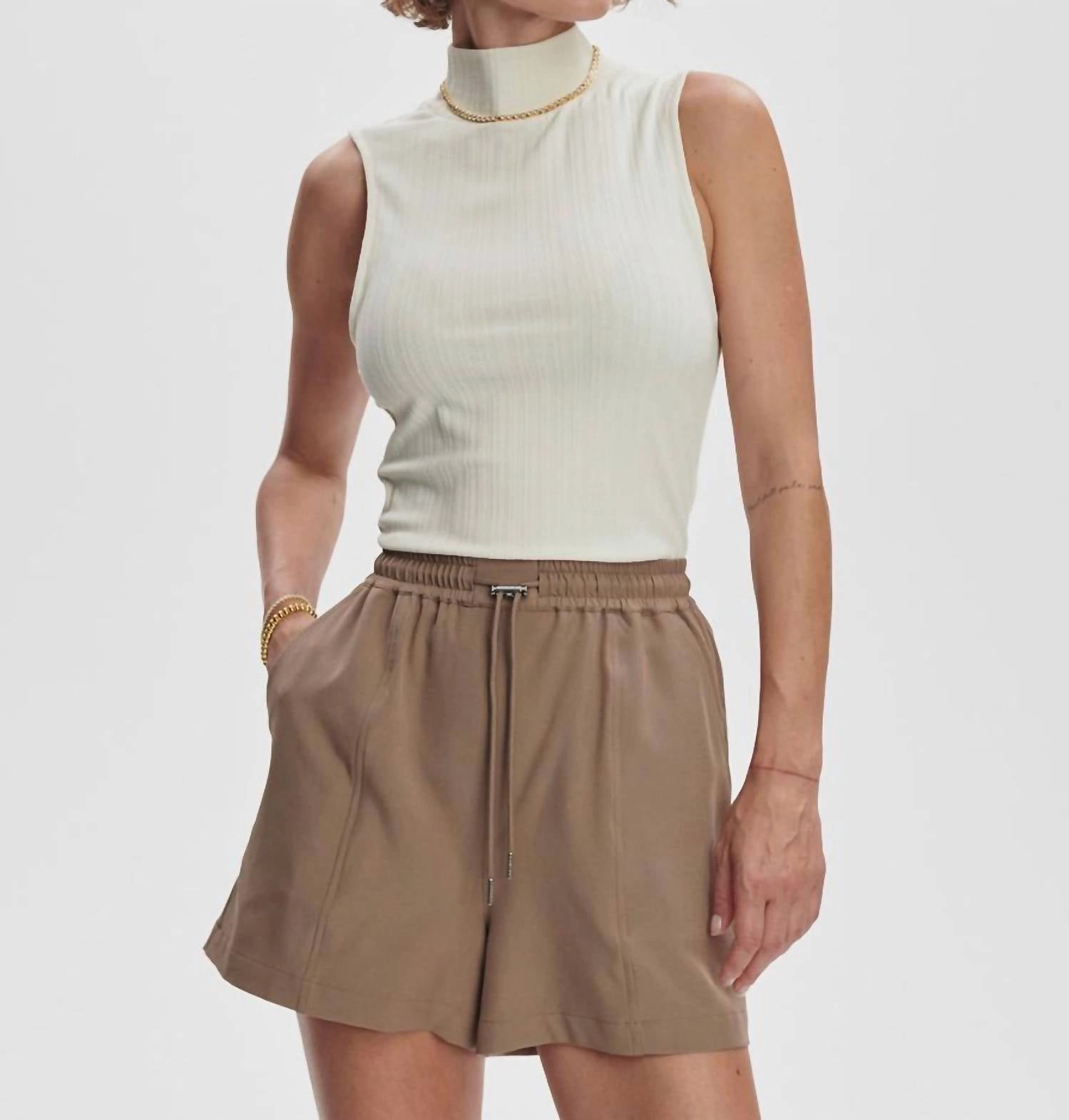 Esmond Mid Rise Short In Taupe Stone factory work