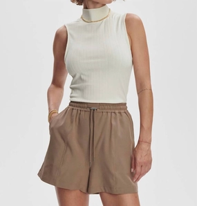 Esmond Mid Rise Short In Taupe Stone dancewear