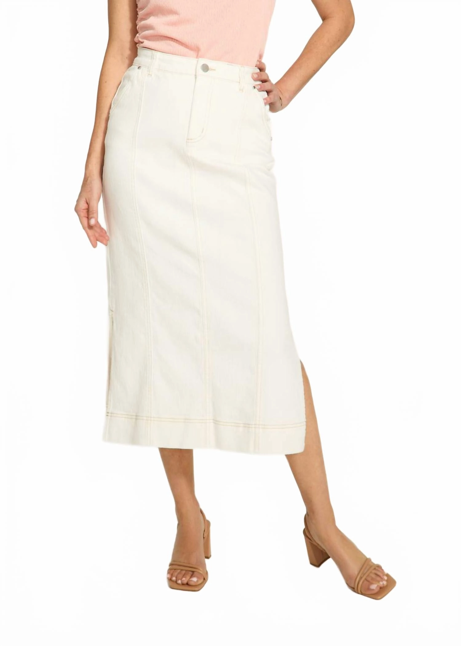 One size fits most Column Midi Skirt In Ivory