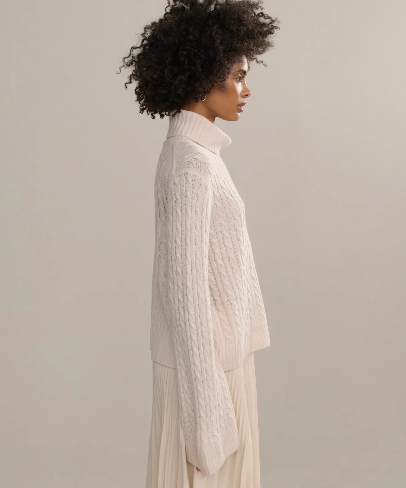 Layered Collar Option Natural Fiber Blend Cable Nell Turtleneck