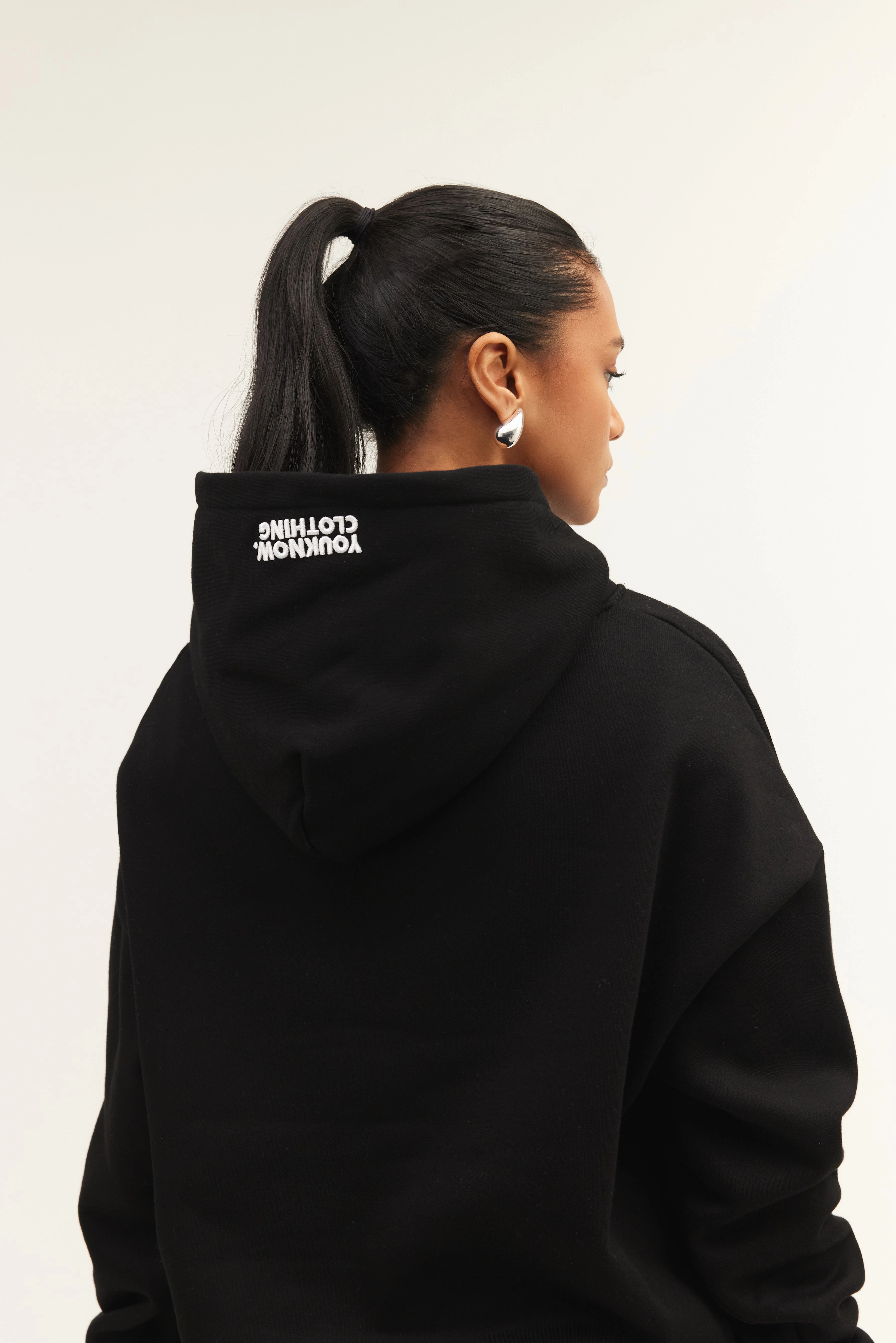 Unisex Design Chest pocket BLOCK HOODIE | Black