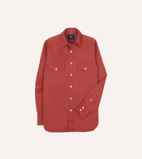 Stretchy Cloth Sophisticated Look Red Cotton Long Point Collar Work Shirt