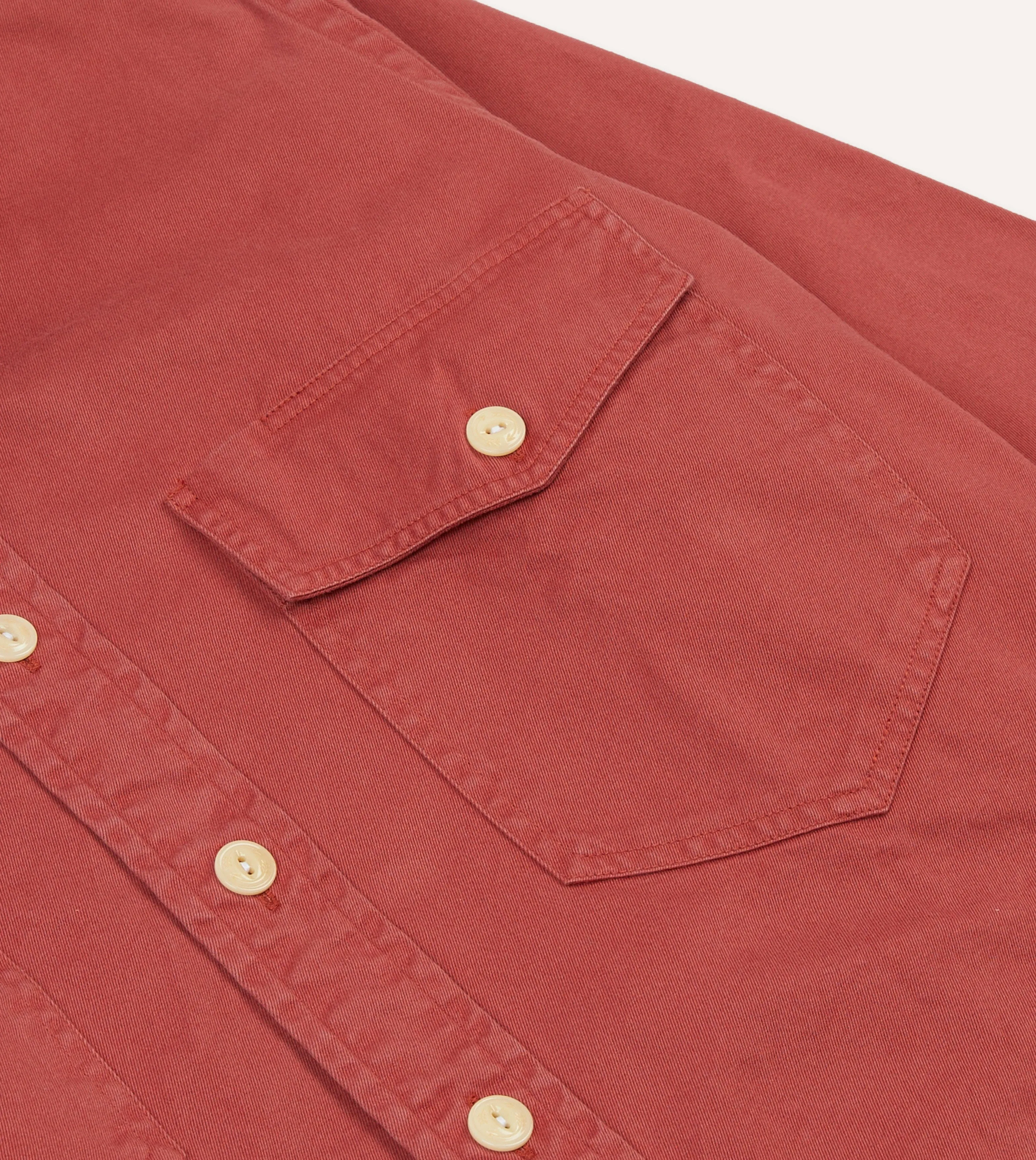 Red Cotton Long Point Collar Work Shirt Flexible Shoulder Panels Cooling Core Technology
