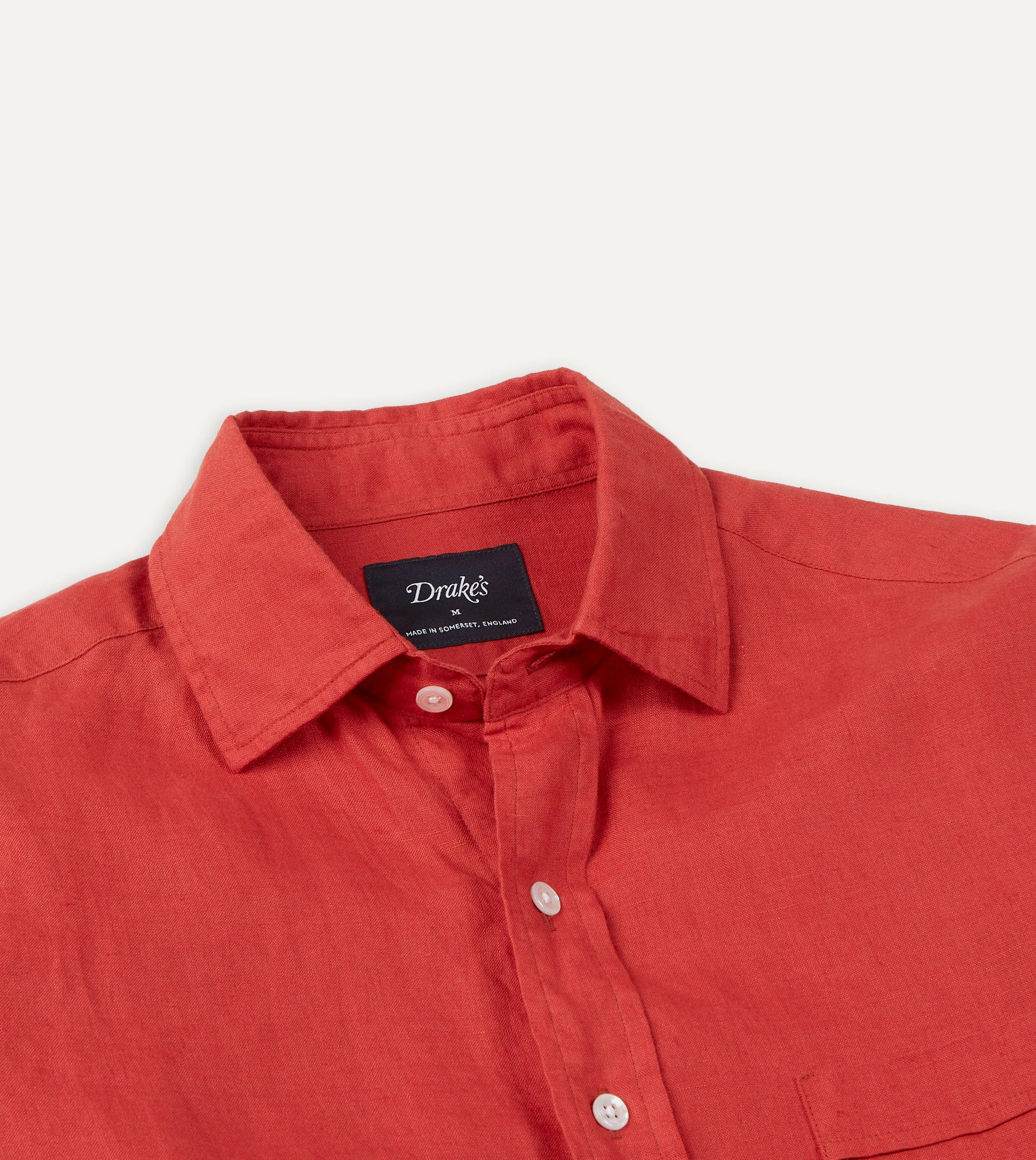 First Date Red Linen Spread Collar Shirt