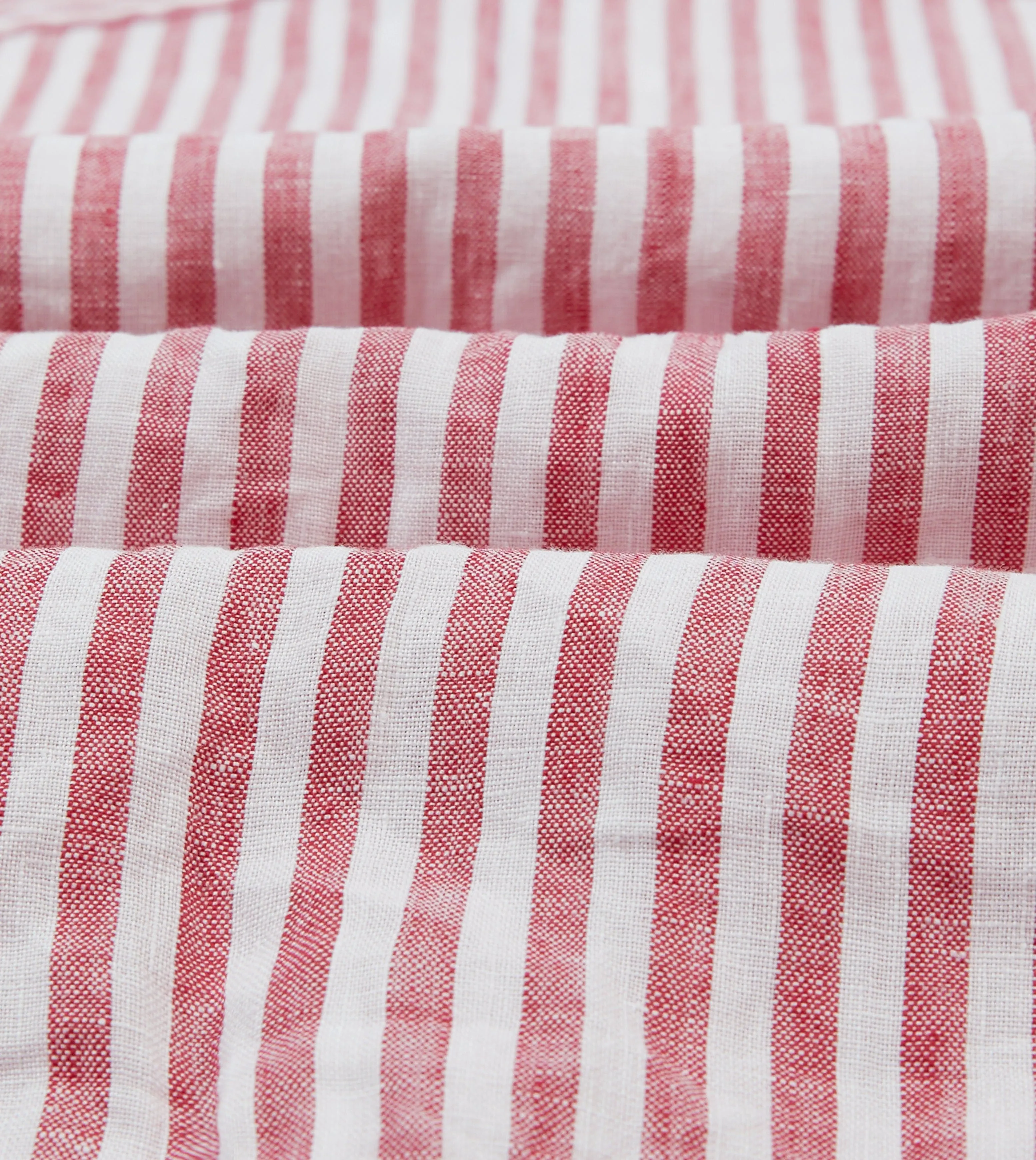 Red Stripe Linen Smock Shirt Button front Job Interview