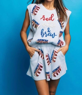 Red, White And Brew Sweater Vest In Blue Resilient Stretch Fabric