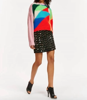 Eshiny Satin Mini Skirt In Black/silver Chill Feel