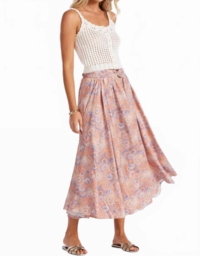 Summer Printed With Belt Midi Skirt In Mosaic D investment piece