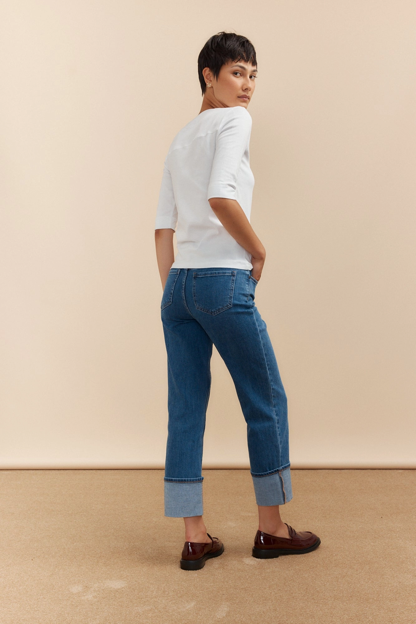 Cuffed jeans with urban cut Organic Cotton Material