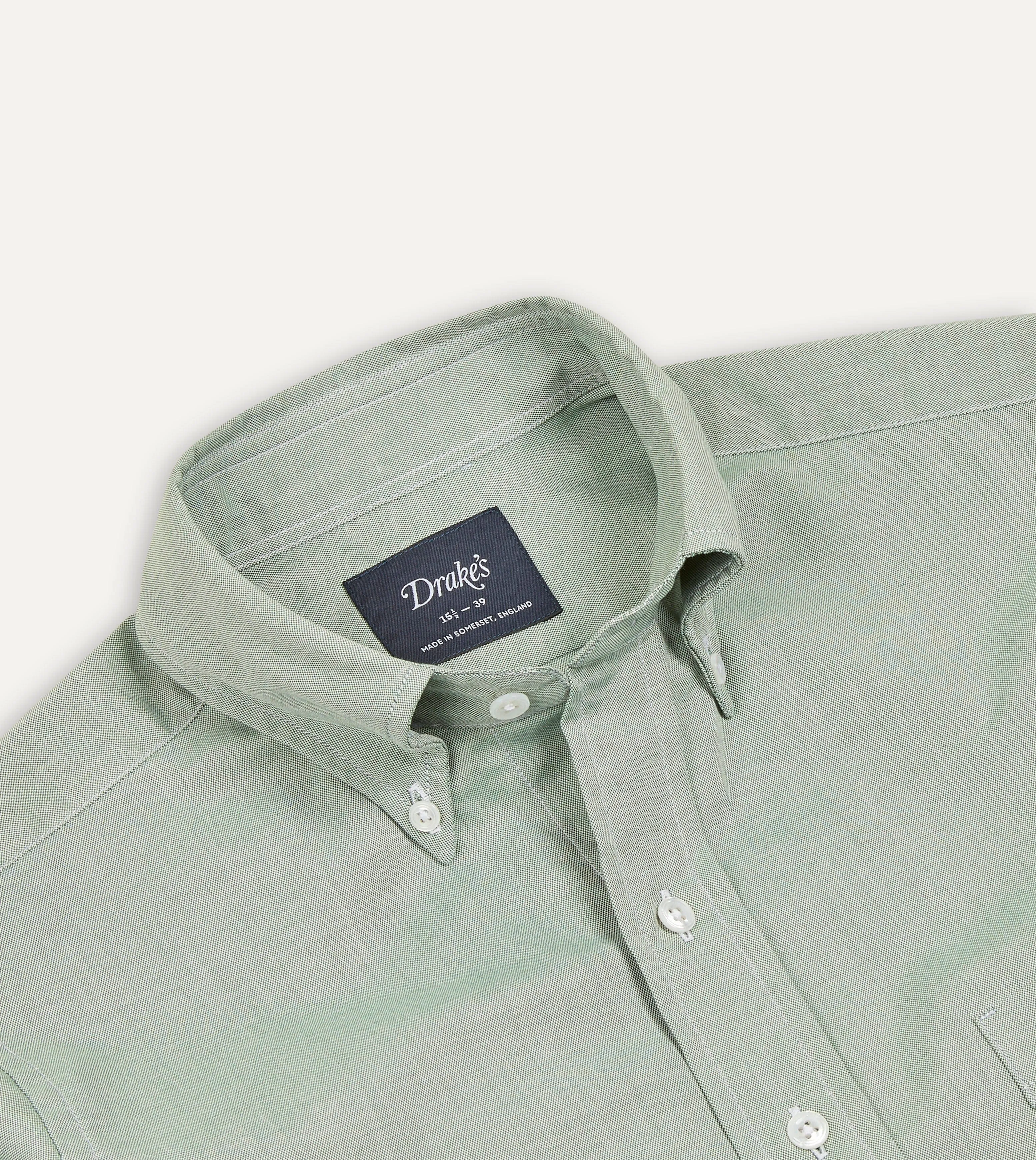 Green Pinpoint Oxford Cotton Cloth Button-Down Shirt Luxury Feel