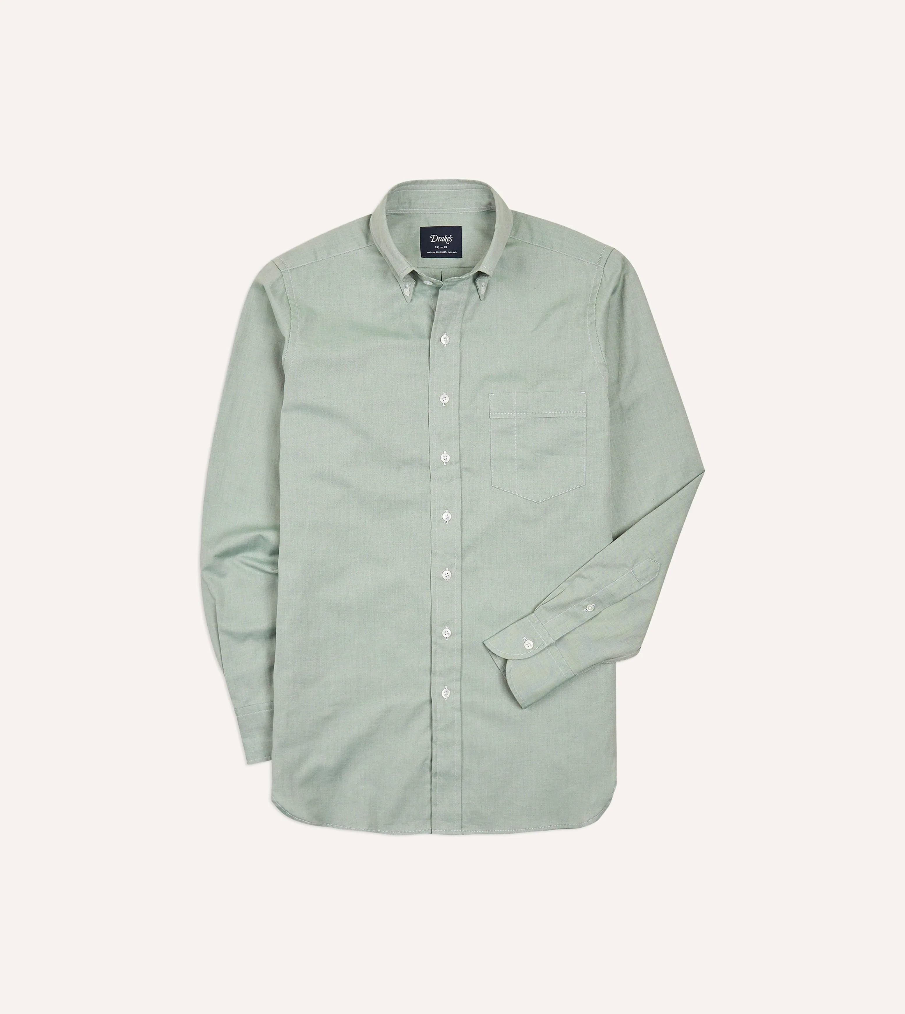 Green Pinpoint Oxford Cotton Cloth Button-Down Shirt Weekend Outing