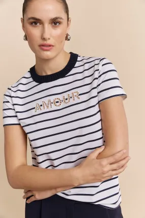 Regular fit embroided t-shirt regular but not boring Flexible Cuff Design