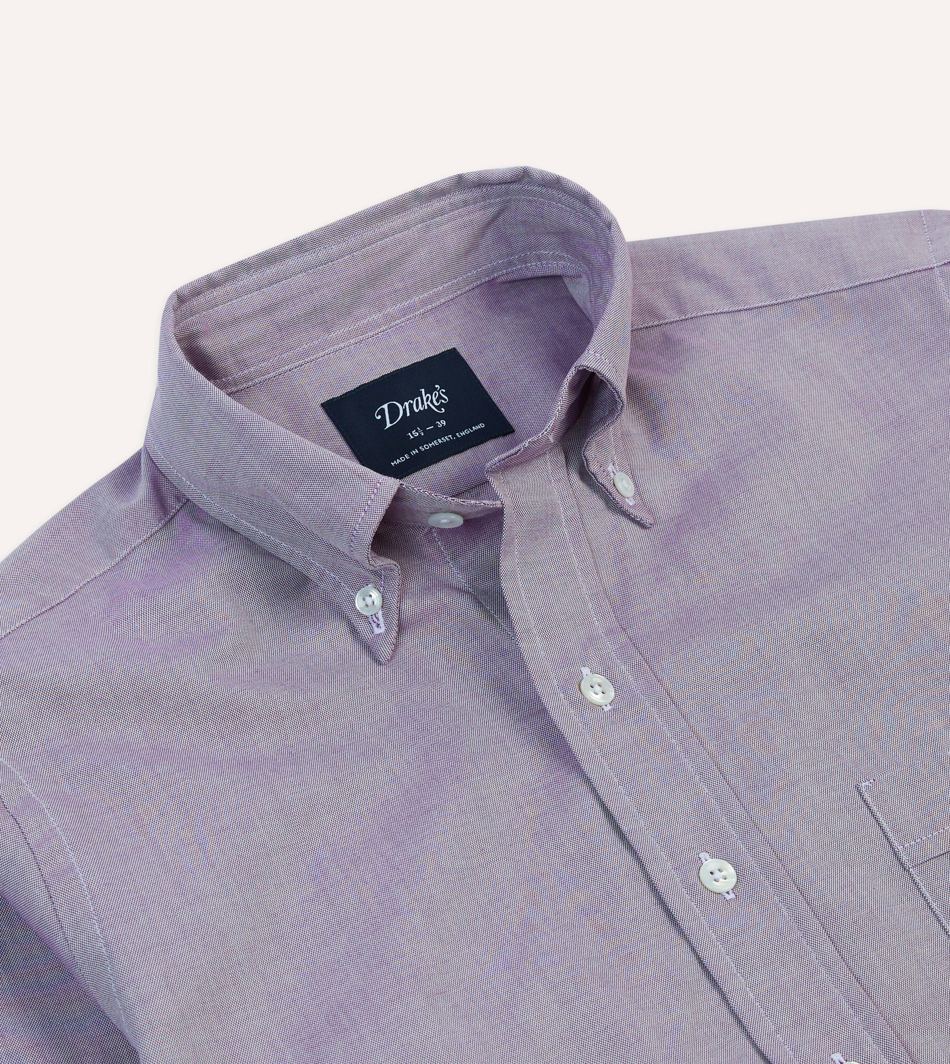 Lilac Pinpoint Oxford Cotton Cloth Button-Down Shirt Lounge Comfort