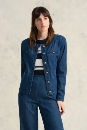 Stitch Detail Denim Jacket - Mid Blue Denim Quick Access Pockets PFC Free Treatment