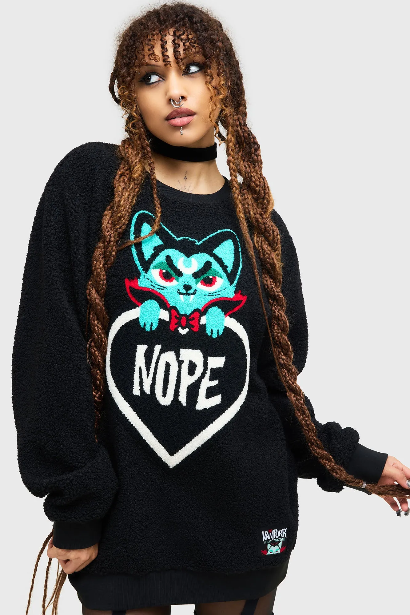 Breathable Texture Nope Fleece Sweater