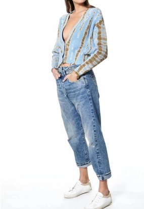 Yfb Clark Crop Cardigan In Arctic Wash Basic Layering Eco Friendly Dye Process