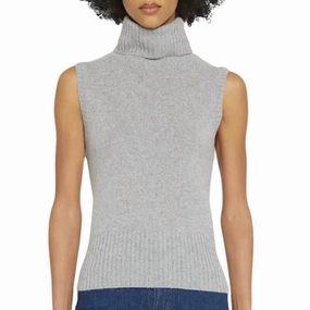 Mazzy Cashmere Shell In Heather Grey Tagless Neck Finish