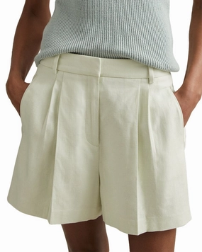 Friction Reducing Lining Water - repellent Reiss Dianna Linen-Blend Pleated Short