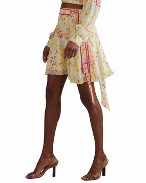 High End Quality Reiss Lyla Buttercup Printed Flippy Skirt