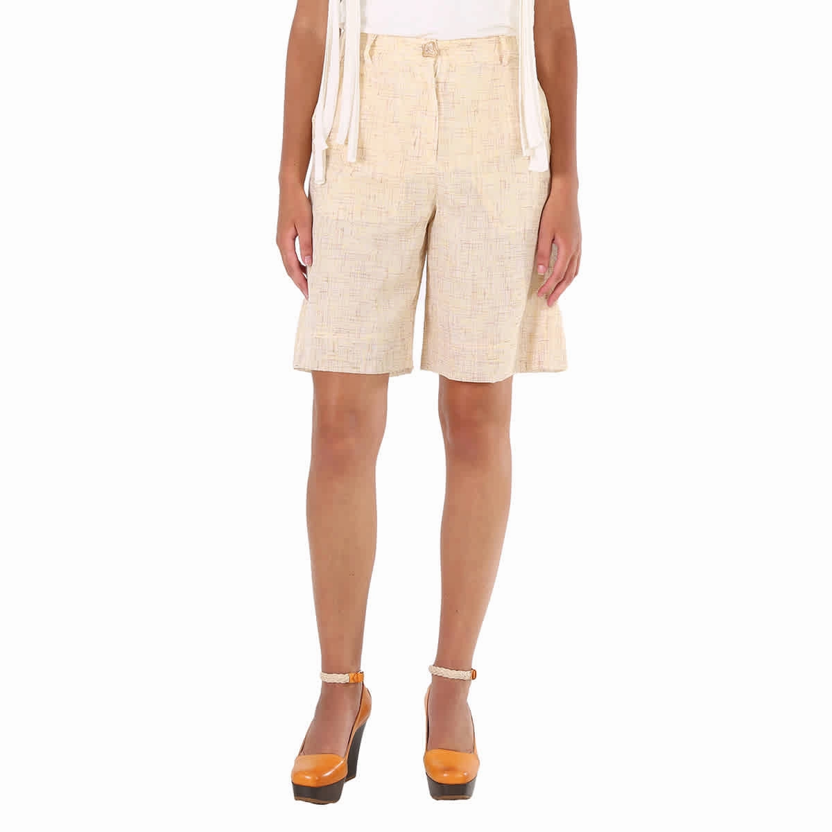 Neutral Tones Eye-catching Design Rejina Pyo Ladies Beige Riley Tweed Shorts, Brand Size 36 (US Size 4)