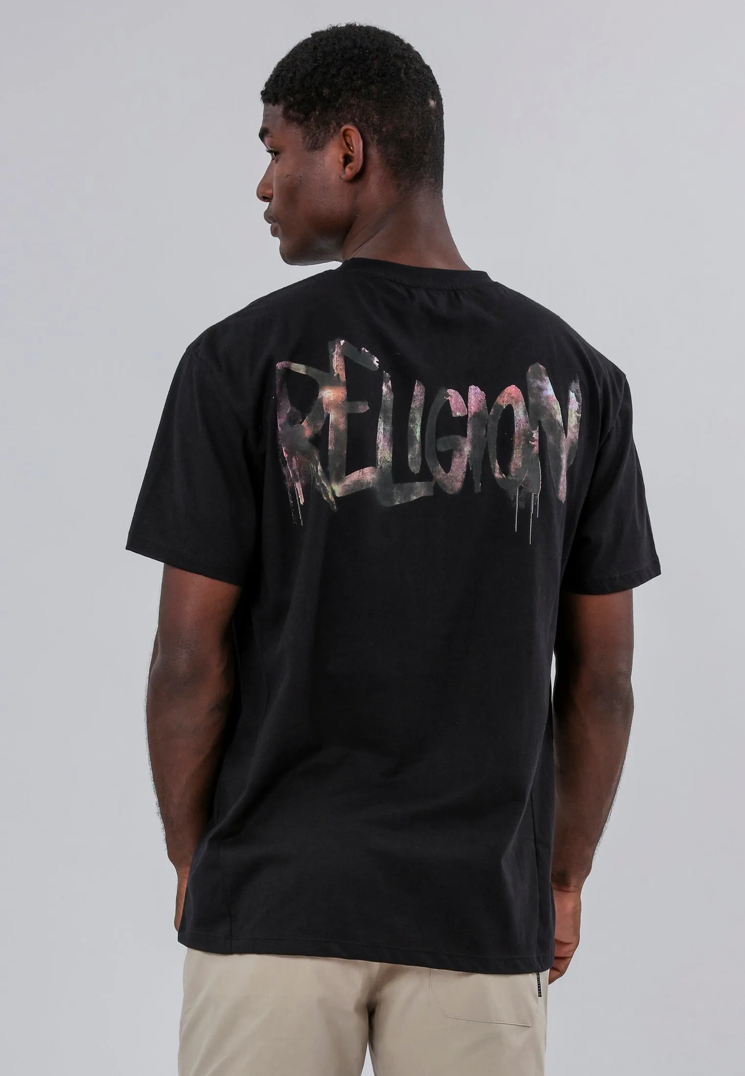 REL WATERCOLOUR T-SHIRT BLACK Simple Comfort Look Everyday Fit