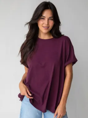 Take It In Cotton Tee - Cranberry Versatile Top